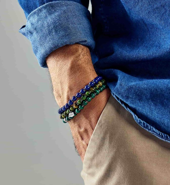 MALACHITE - Bracciale da uomo e donna in argento e pietre naturali